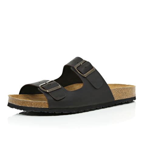 Men's sandal with buckle in brown leather 